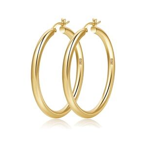 40mm Gold Hoop 925 Sterling Earrings